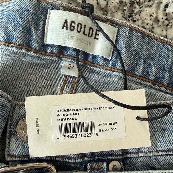 Agolde Reworked 90's Jeans Paperbag High Waisted Belted Revival Sz 27 - Picture 5 of 15